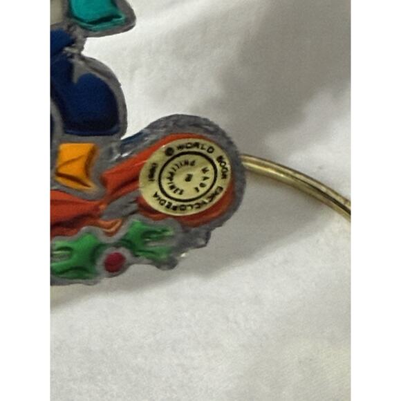 Vintage World Book Encyclopedia Stained Glass Sun Catcher Christmas Ornament - Picture 3 of 3
